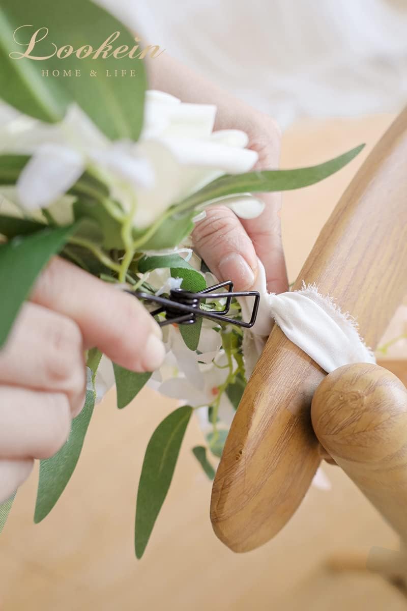 Lookein Set of 8 Pew Flowers for Wedding Ceremony Chair Decorations Bench Decoration Wedding Aisle