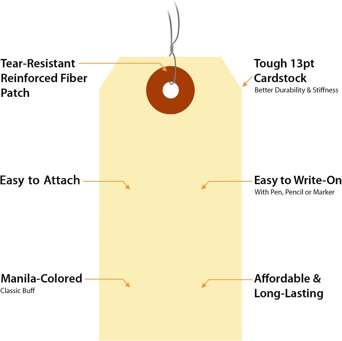 SmartSign Blank Manila Shipping Tags with Wire, Size #3 | PreWired, 13pt Cardstock Tags, 3 3/4" x 1