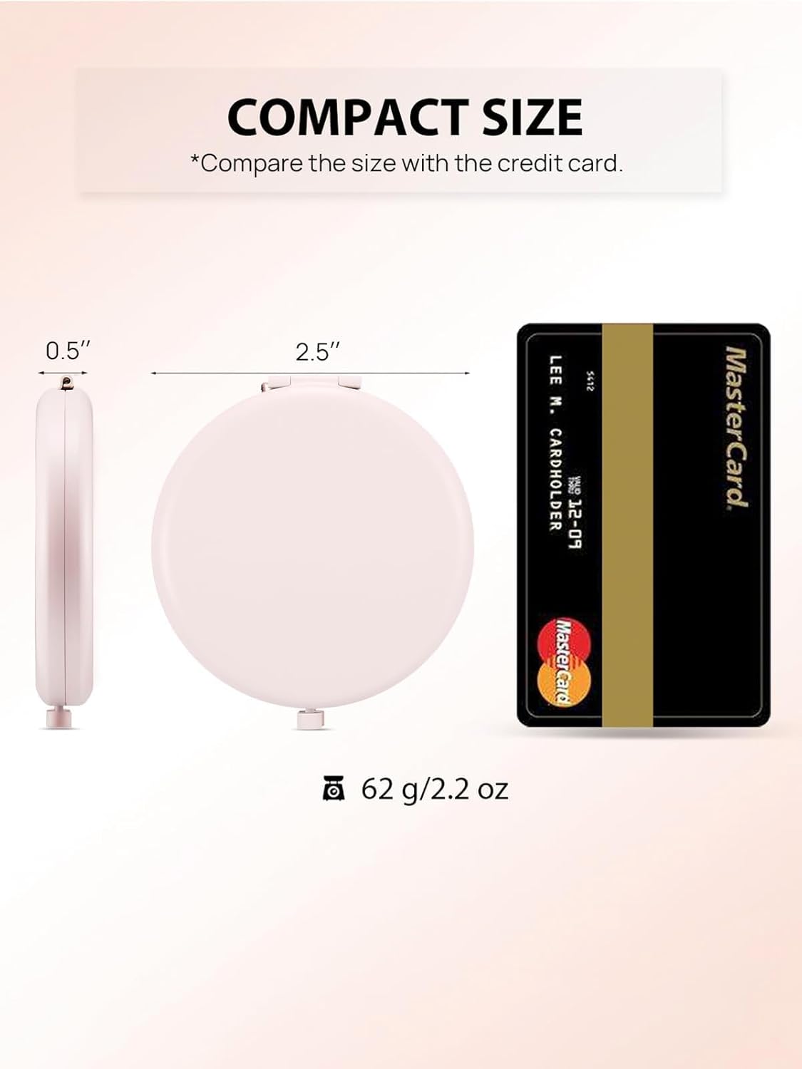 Compact Mirror for Purse, Double-Sided 1X/2X Magnifying Metal Pocket Makeup Mirrors(Round,Pink
