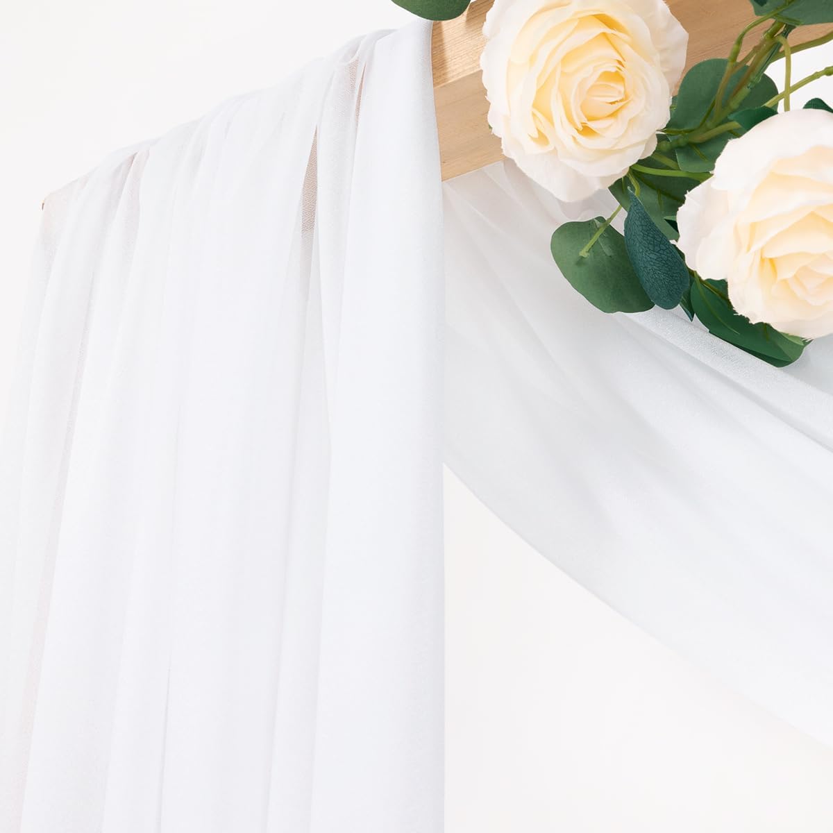 MLMC White Wedding Arch Draping Fabric 2 Panels 29" x 20 FT Extra Long Gauze Drapes Sheer Backdrop