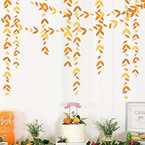 52 Ft Fall Party Decorations Autumn Leaf Garland Streamer Orange Yellow Brown Maple Leaves Hanging