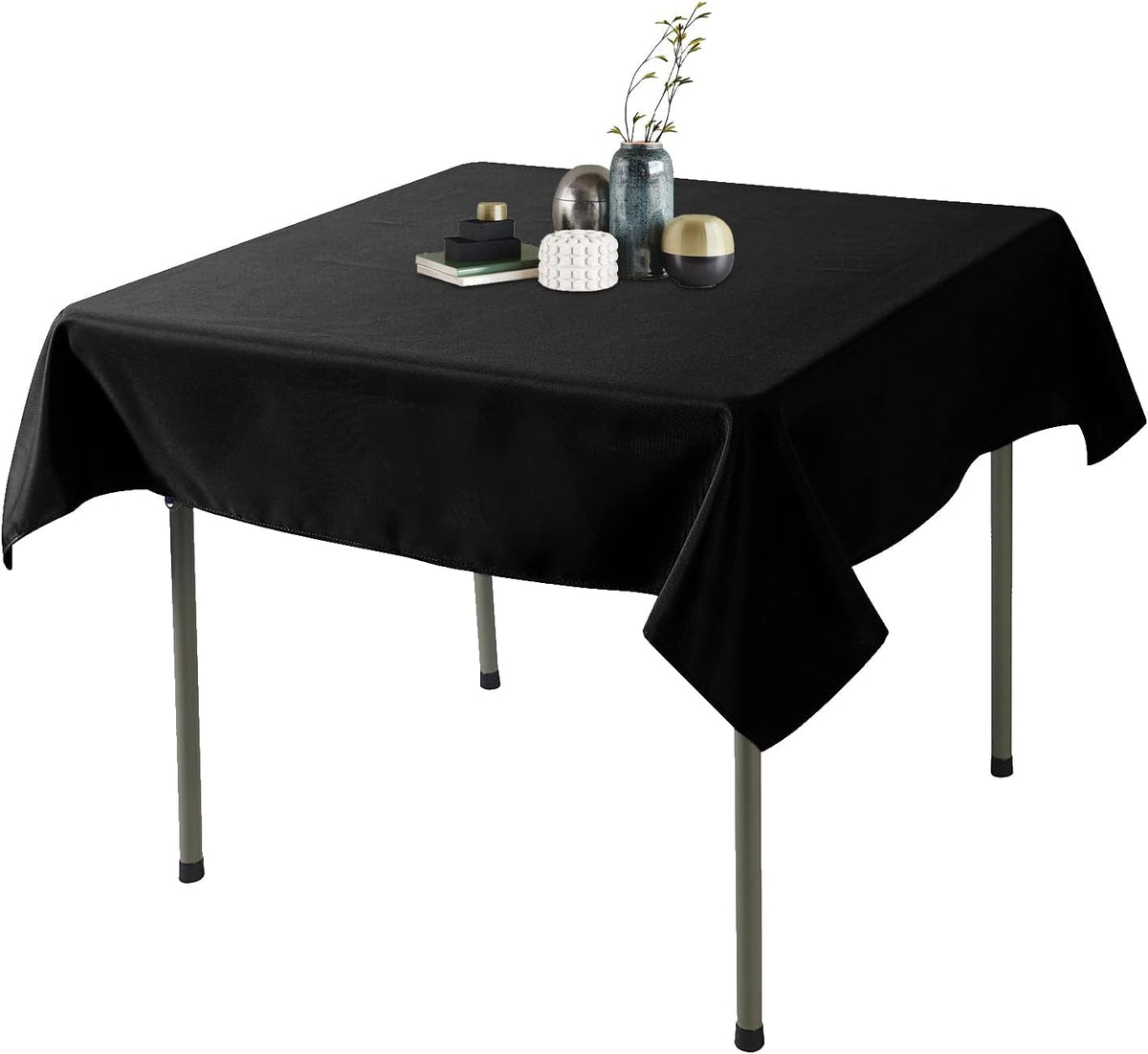 Ascoza 2pack 70x70 Inch Black Square in Polyester Fabric Tablecloth for Wedding,Banquet,Restaurant