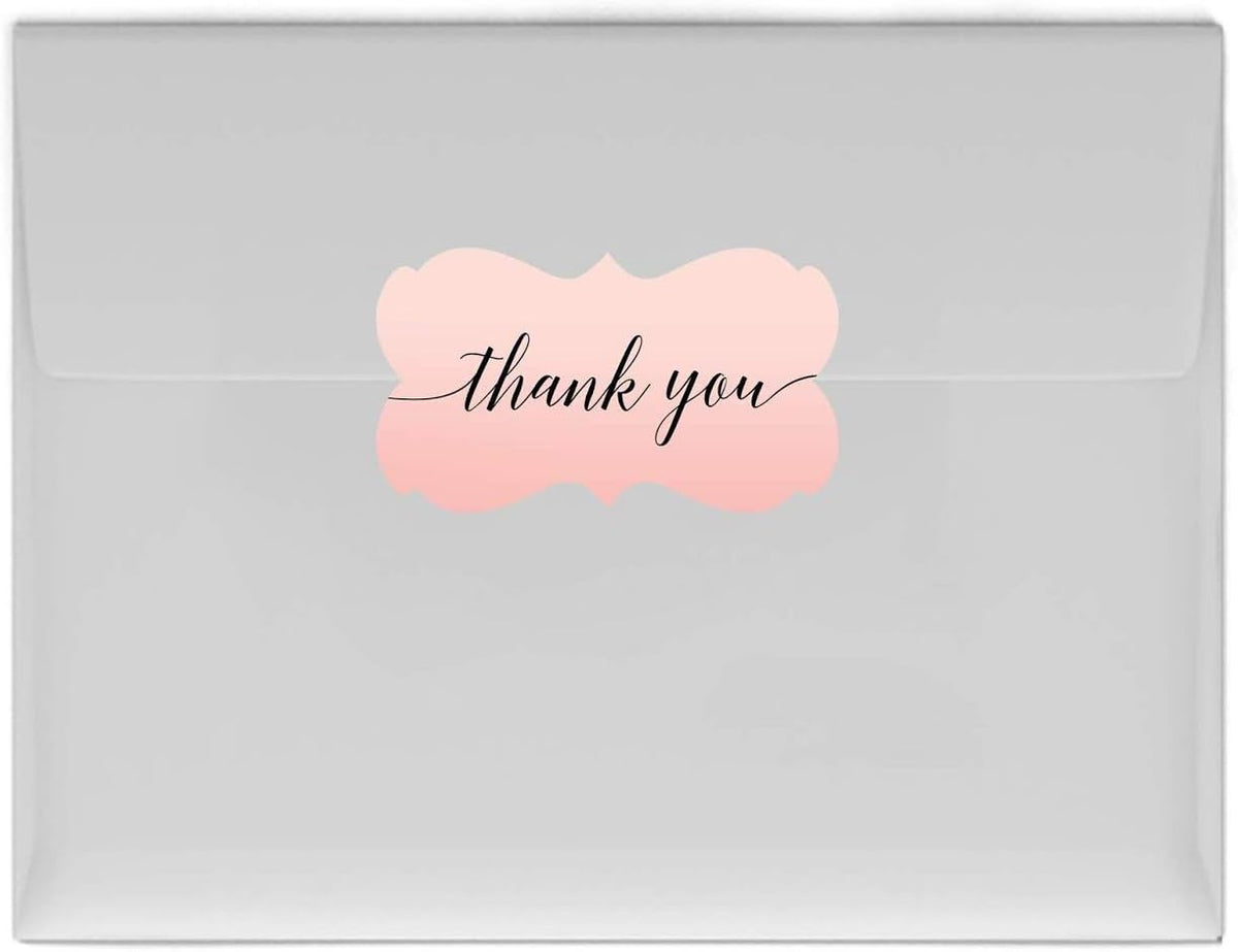 Andaz Press Blush Pink Rose Elegant Party Collection, Fancy Frame Label Stickers, Thank You