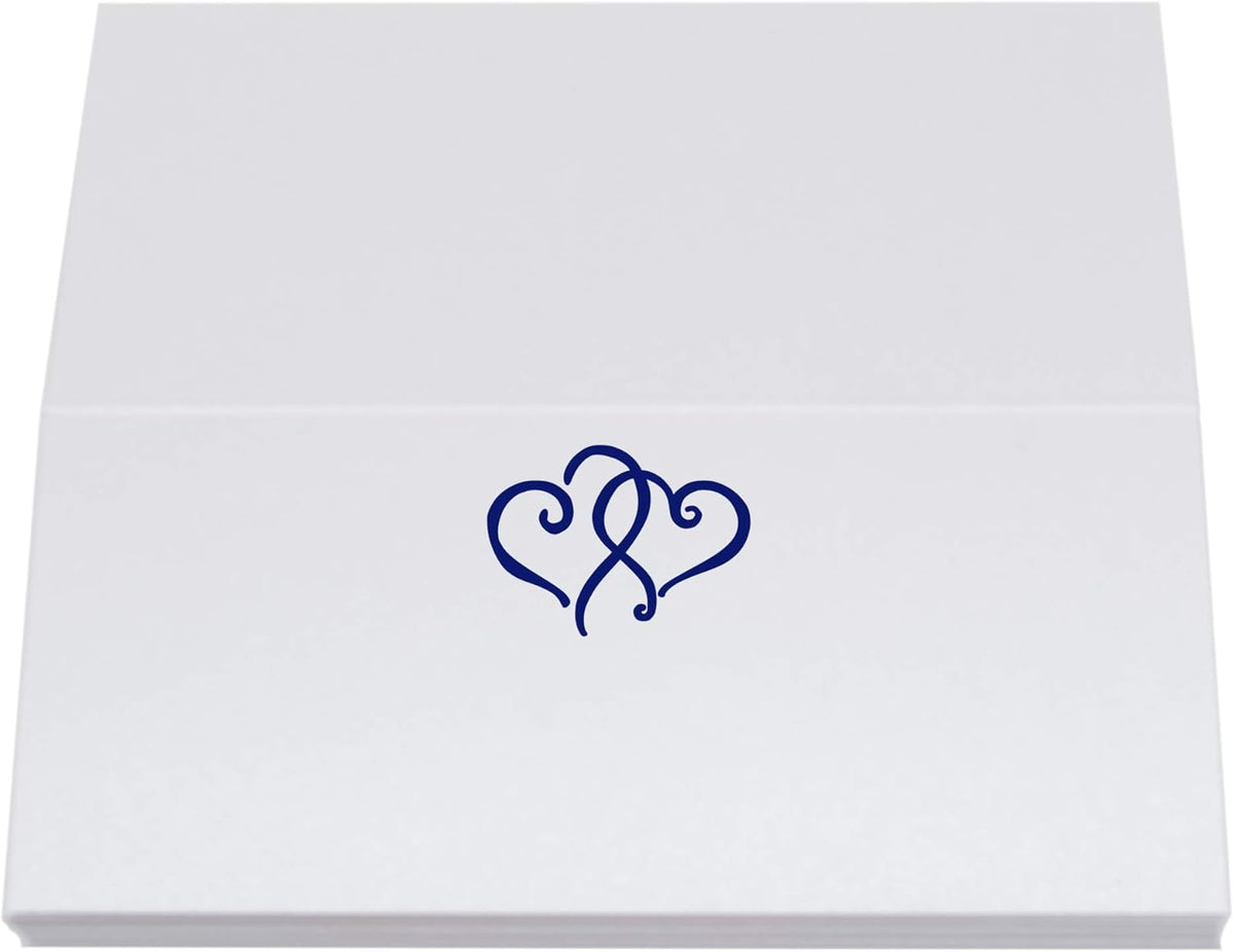 Linked Hearts Place Cards, Navy (Choose Color), Set of 150, Pre-cut and Scored - Wedding, Party