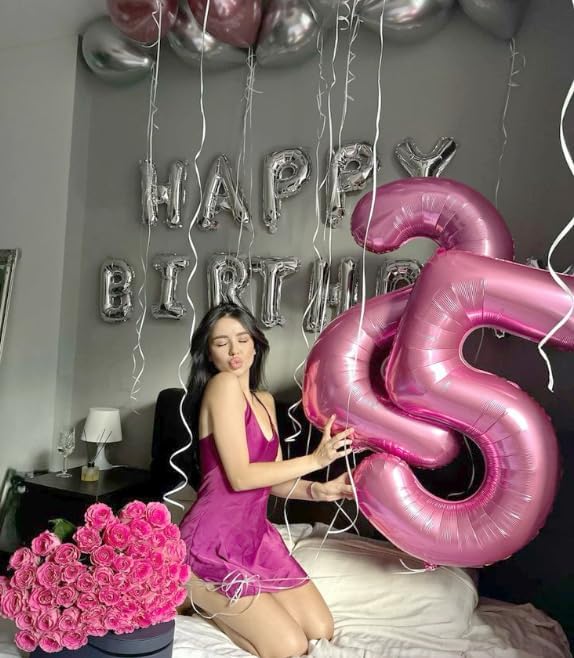 Pink 40 Inch Large Number 5 Birthday Balloon, Five 5th 15 25 35 50 55 Birthday Celebration