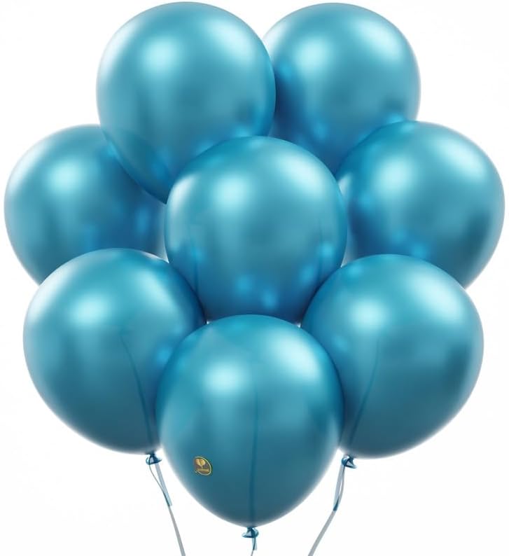 AFTERLOON® Biodegradable Balloons 50 pcs Pearlized Teal Blue 10 Inch, Pearlescent Thickened Extra
