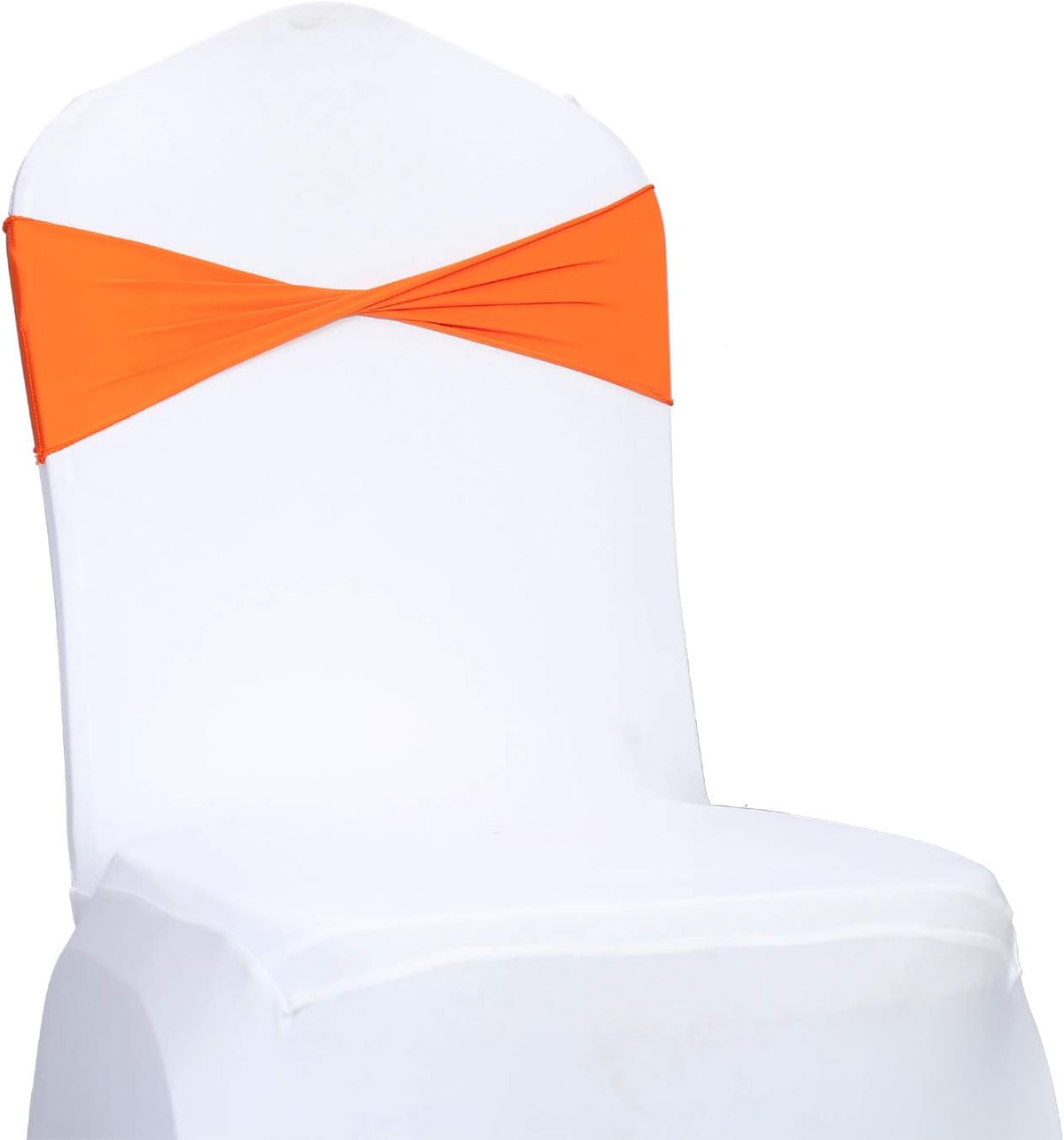 VDS Pack of 200 PCS | Orange | Spandex Chair Sashes Bows Without Buckle | Stretch Elastic Banquet