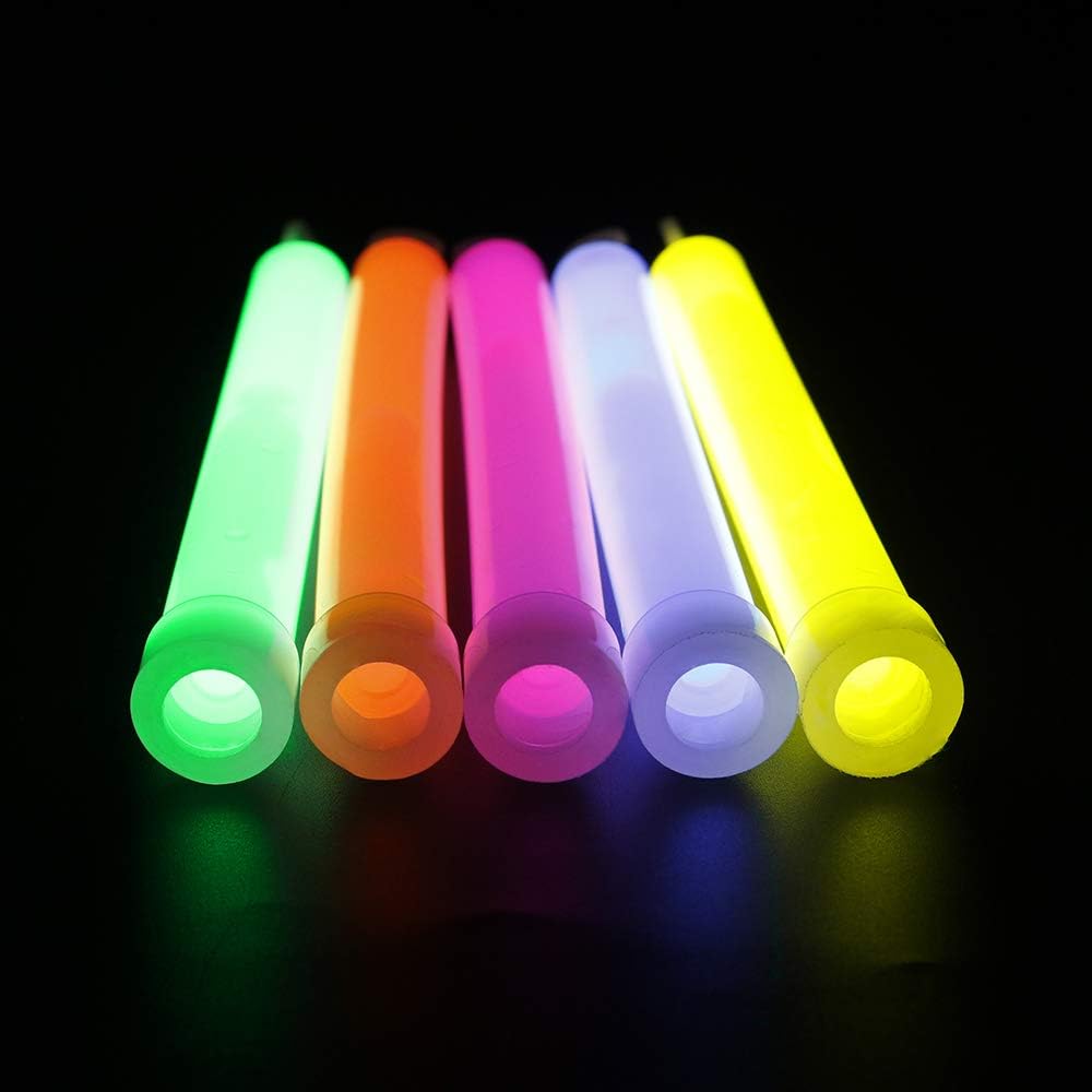 novelinks 50 Pcs 6'' Premium Glow Sticks Bulk - Ultra Bright Large Glow Necklaces Light up Glow in