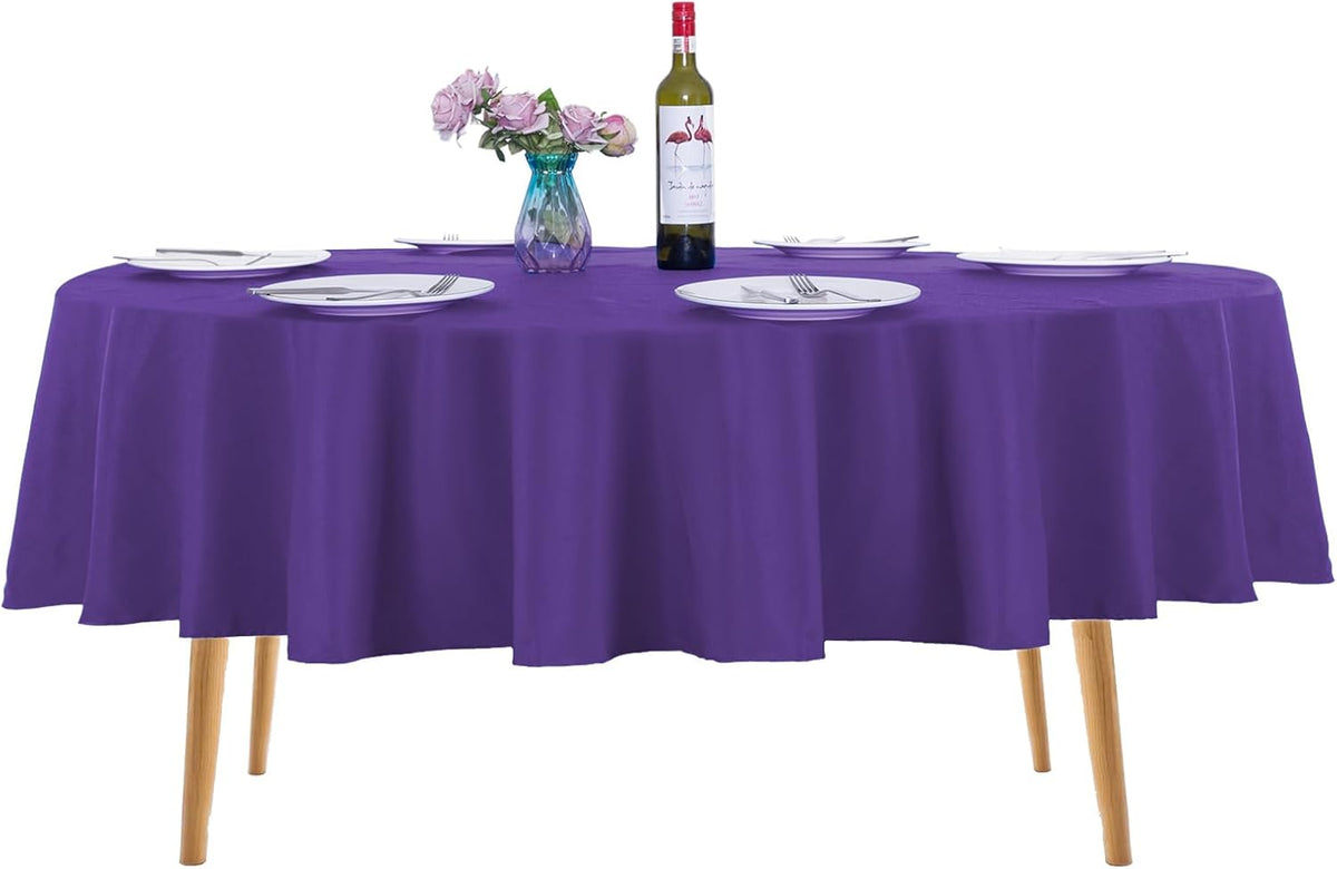 Ascoza 2pack 90 Inch Purple Round Tablecloth in Washable Polyester Fabric for