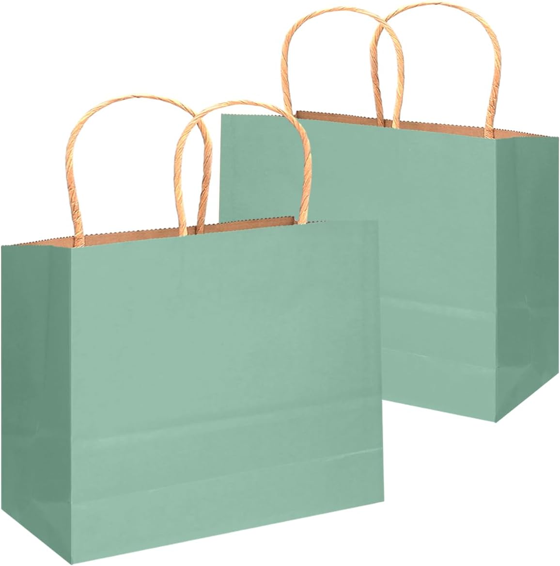 qiqee 100PCS Large Gift Bag with Handles Bulk 13"x4.5"x10" Gift Bags Kraft Light Blue Multiple Uses