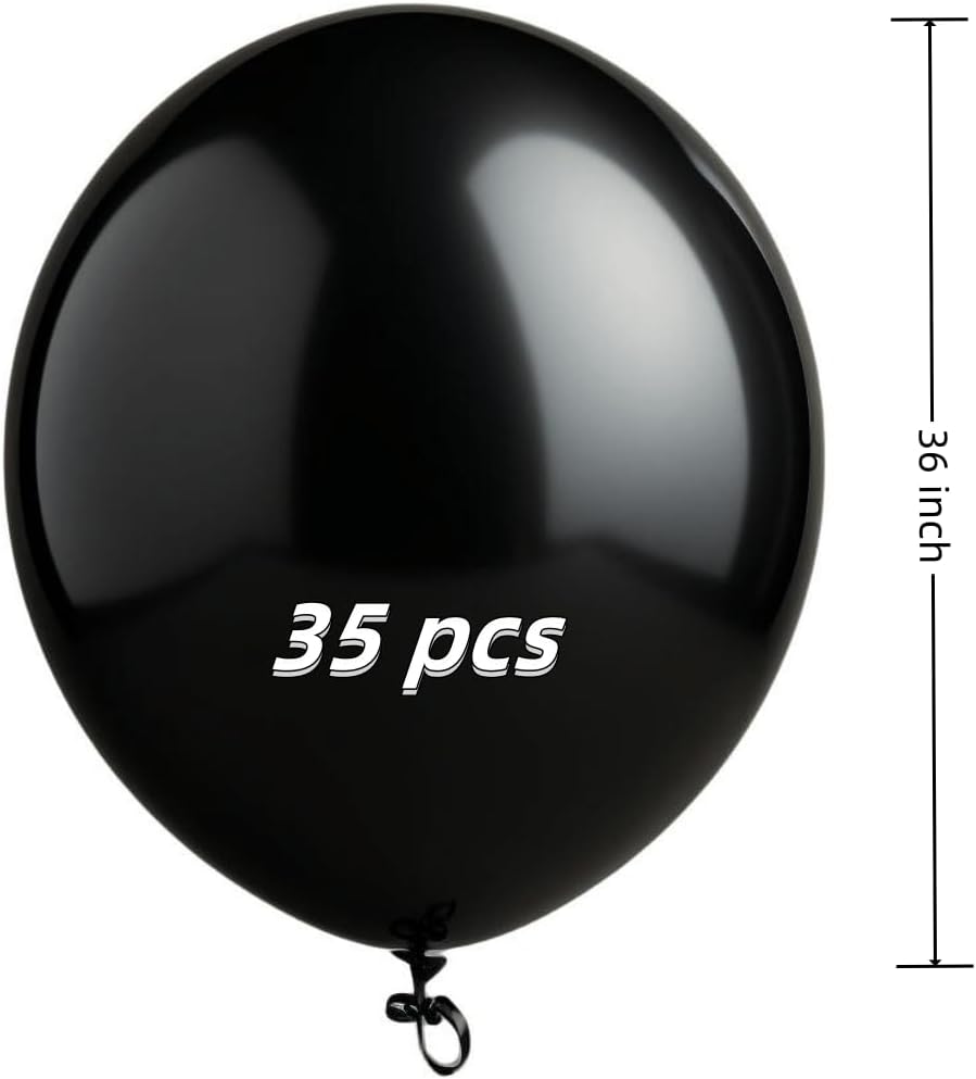 35 Pack Black Balloons 36 Inch Black Latex Party Large Balloon Bulk for Various Party Events