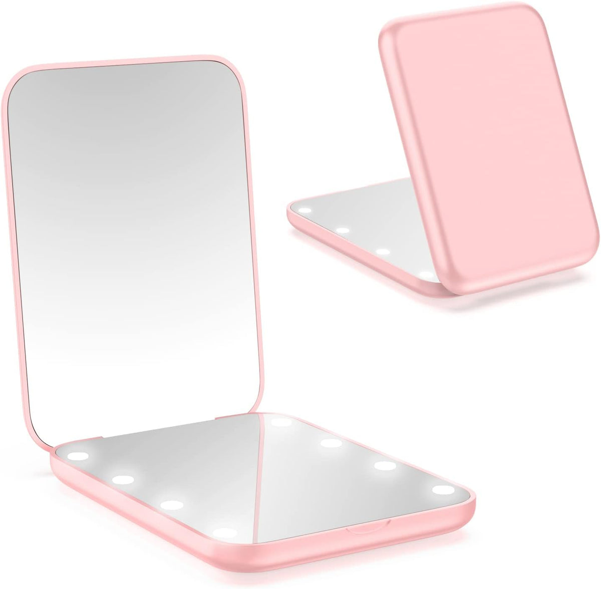 WOBSION Small Mirror with Lights,LED Compact Makeup Mirror,1x/3x Mini Travel Mirror with