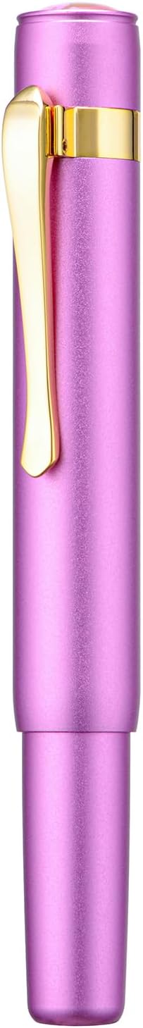 Hongdian M2 Mini Fountain Pen with Extra Fine Soft Golden Nib, Sleek Shape Aluminium Short Pocket