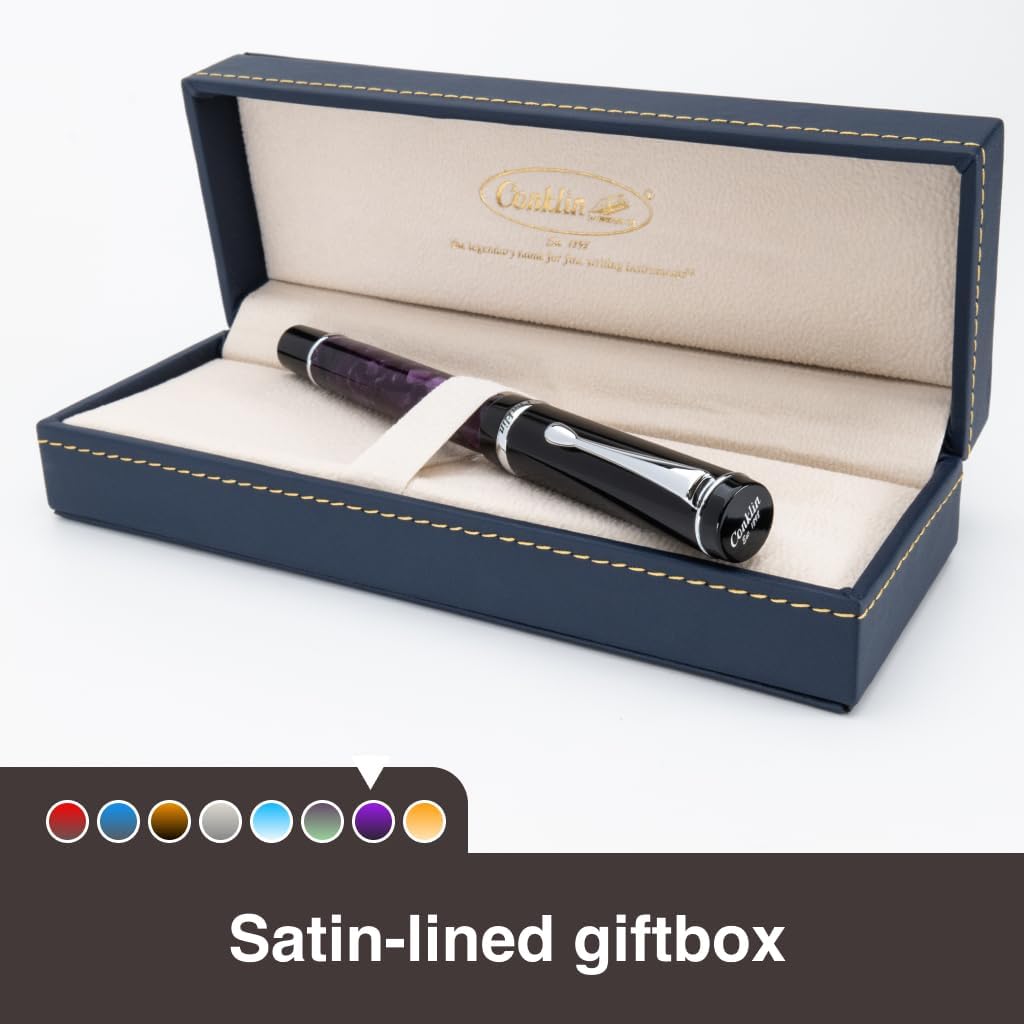Conklin Duragraph Fountain Pen Purple Nights - Broad Nib, Elegant Writing Instrument with Rich