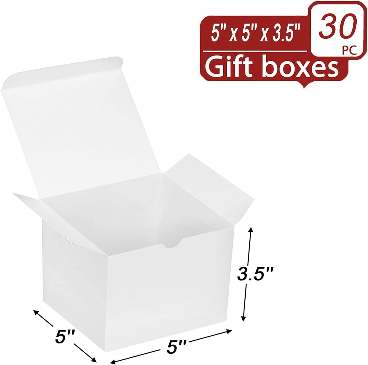 Xxcxpark 30 PCS White Gift Boxes 5x5x3.5 Inches, Decorative Party Favor Kraft Paper Gift Packaging