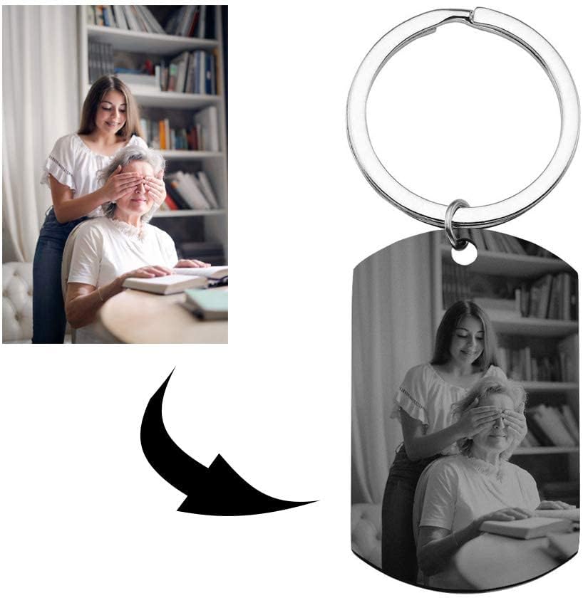 Personalized Double-sided Photo Text+Icons Keychain Drive Safe Boy Girlfriend Pet Memorial