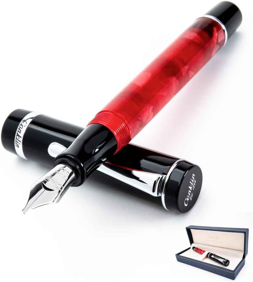 Conklin Duragraph Fountain Pen Red Nights - Extra Fine Nib, Precision Writing Instrument with Bold