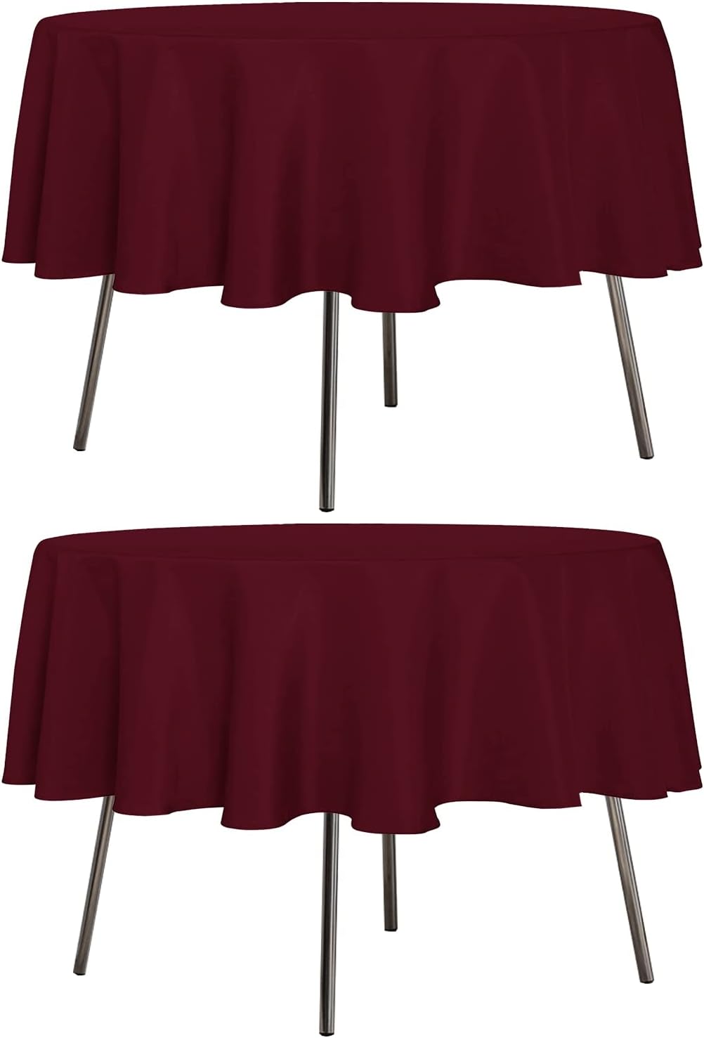 sancua 2 Pack Round Tablecloth 70 Inch Burgundy, Stain and Wrinkle Resistant Table Cloth - Washable