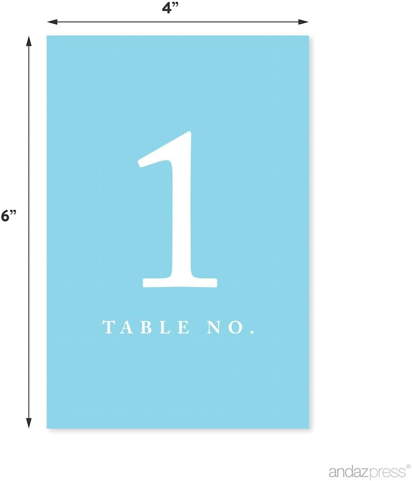 Andaz Press Baby Blue Wedding Table Numbers 1-20, 4x6-Inches Table Number Cards For Wedding