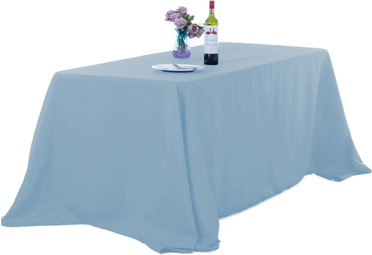 Ascoza 2pack 90x156 Inch Blue Mist Rectangular Tablecloth 8 Feet Table Cloth in Polyester Fabric