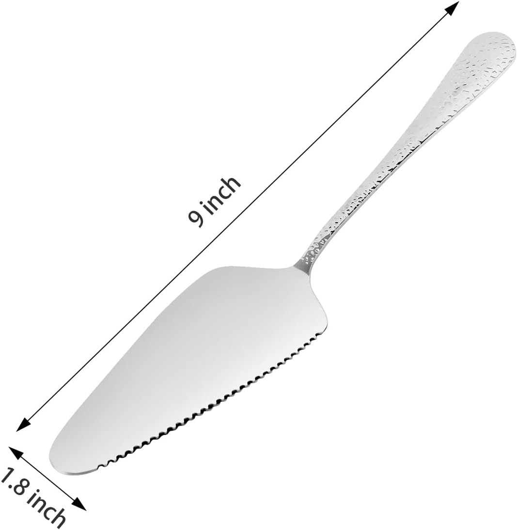 Stainless Steel Cake Server Pack of 10 Hammered Pie Holder Transfer Triangular Spade Spatula
