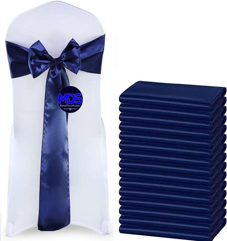 MDS Pack of 75 PCS Satin Chair Sashes Charmeuse Sateen Dining Chair Bows Ribbon Ties Back Sash for