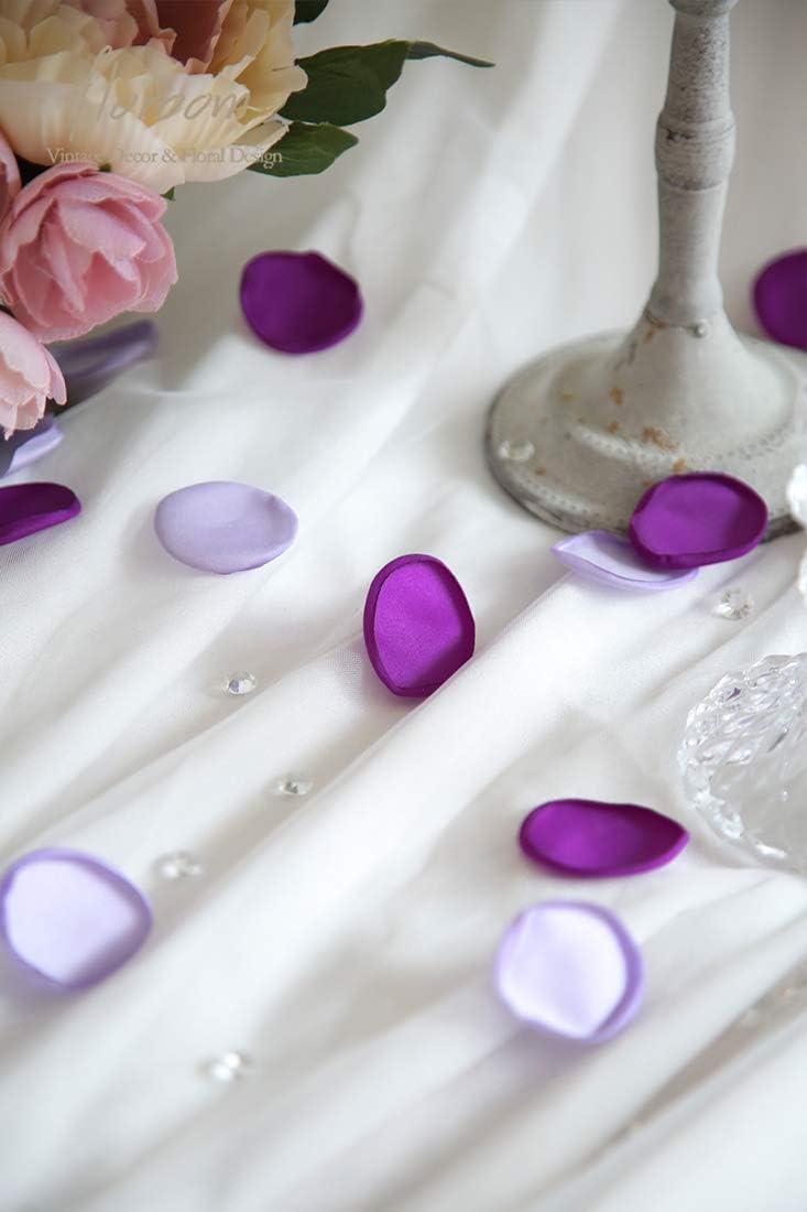 Floroom 300pcs Rose Petals Purple Lilac Fake Faux Silk Flower Petals for Wedding Flower Girl Basket
