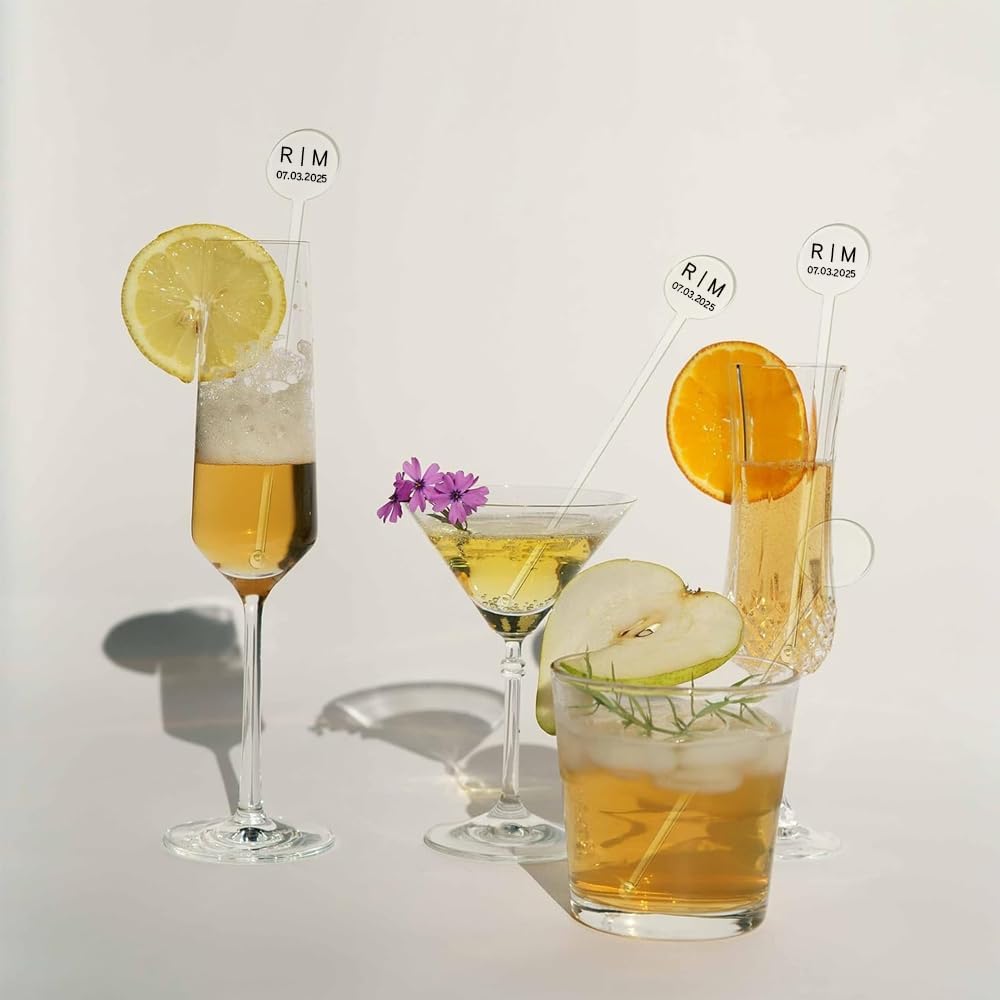 Personalized Wedding Drink Stirrers, Custom Anniversary Stir Swizzle Sticks, Cocktail Bar Last Name