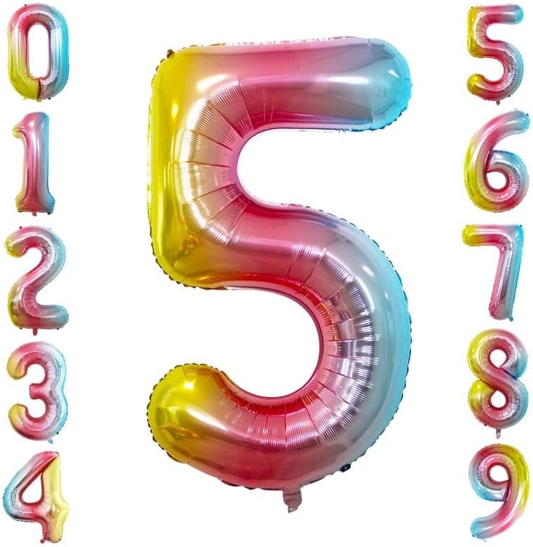 GOER Gold Foil Balloons Number 5,Huge Number Balloons for 5th 15th 25th 35th 45th Birthday Party