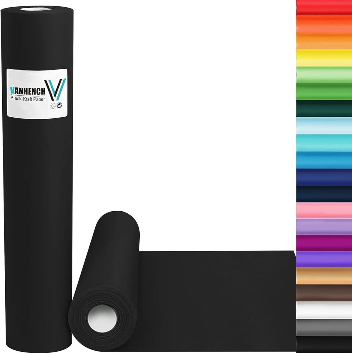 Vanhench Black Wrapping Paper 17.5"×760" (63'), Black Construction Paper for Poster Bulletin Board
