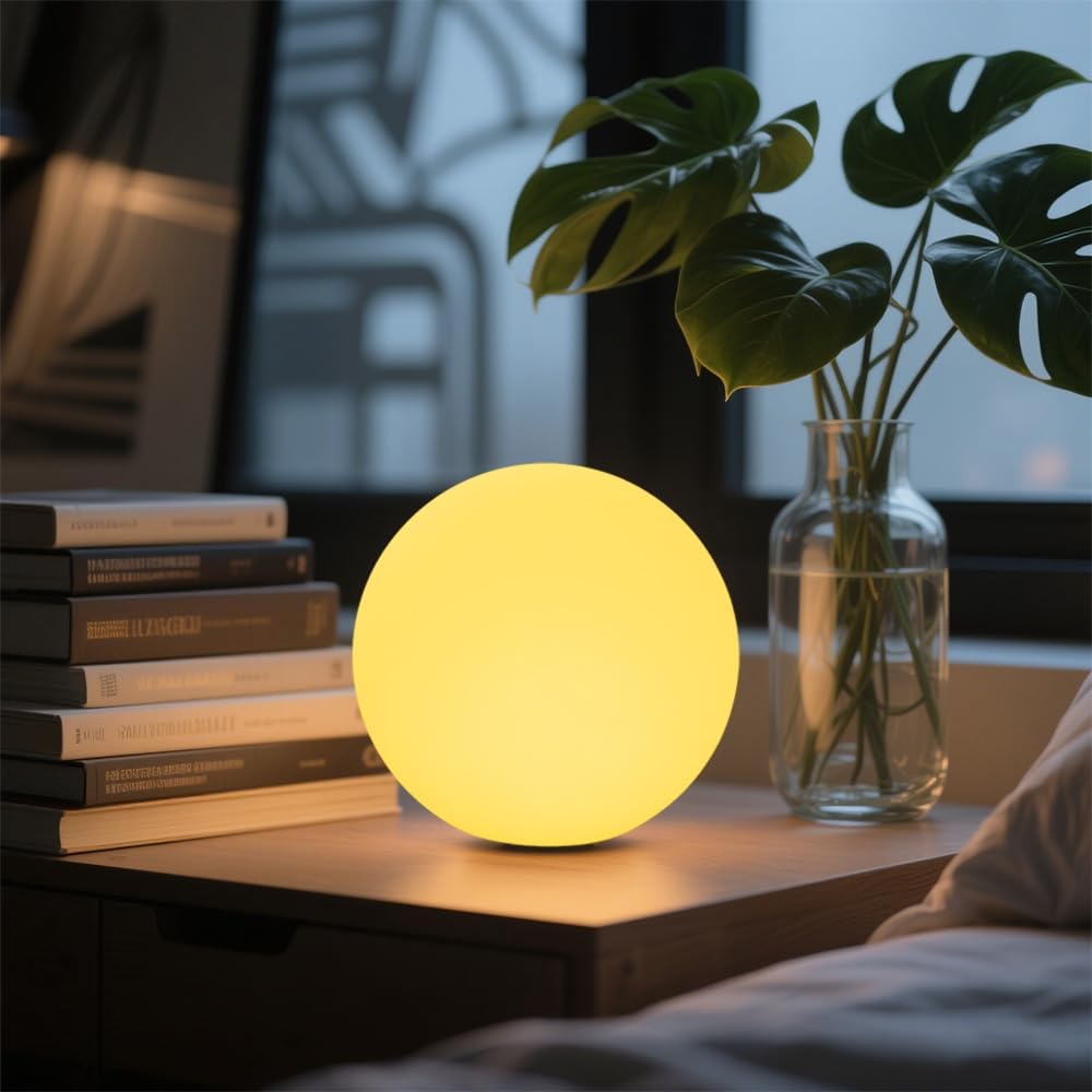 6-in Cordless LED Globe Orb Light for Kids, RGB Color Changing Orb Night Light Mood Lamp w/Remote