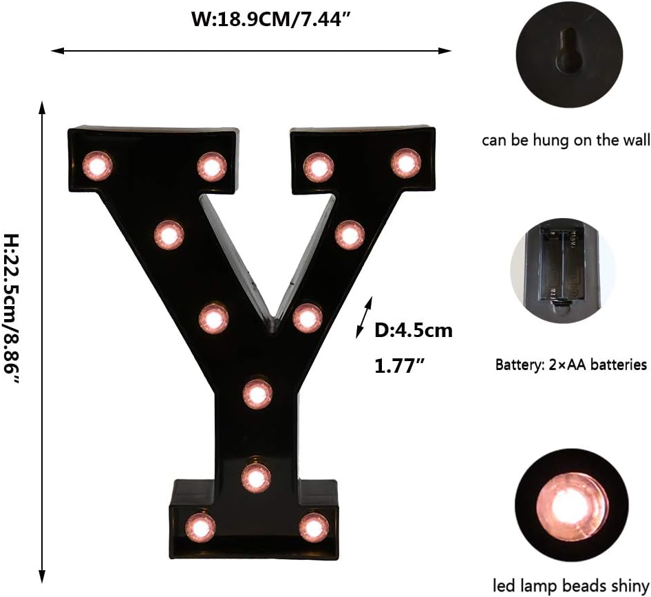 OYCBUZO Light Up Black Alphabet Marquee Letters Sign LED Marquee Number Lights Sign for Night Light