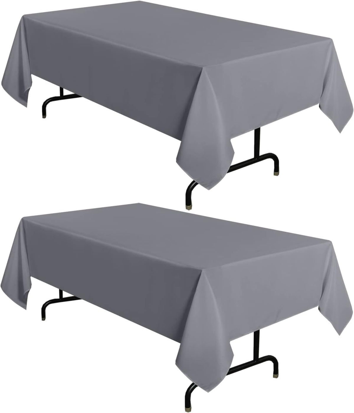 sancua 2 Pack Light Grey Tablecloth 54 x 78 Inch, Rectangle 4 Feet Table Cloth - Stain and Wrinkle
