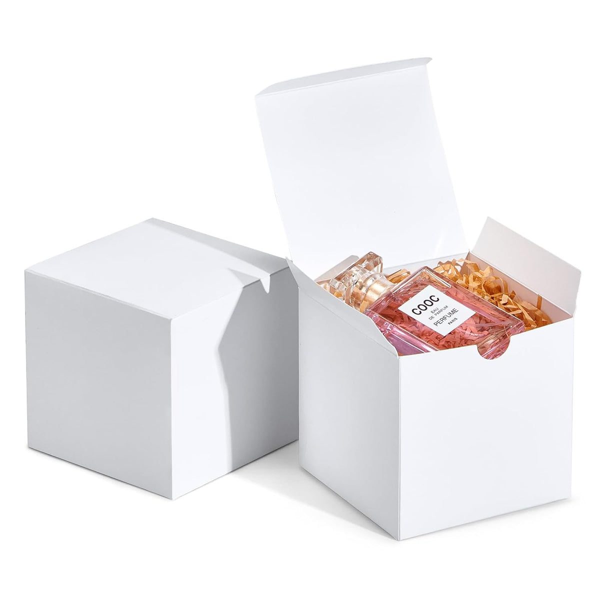 MESHA Small White Gift Boxes 4x4x4'' 100 Pack, Gift Box with Lids for Bridesmaid Gifts, Groomsmen
