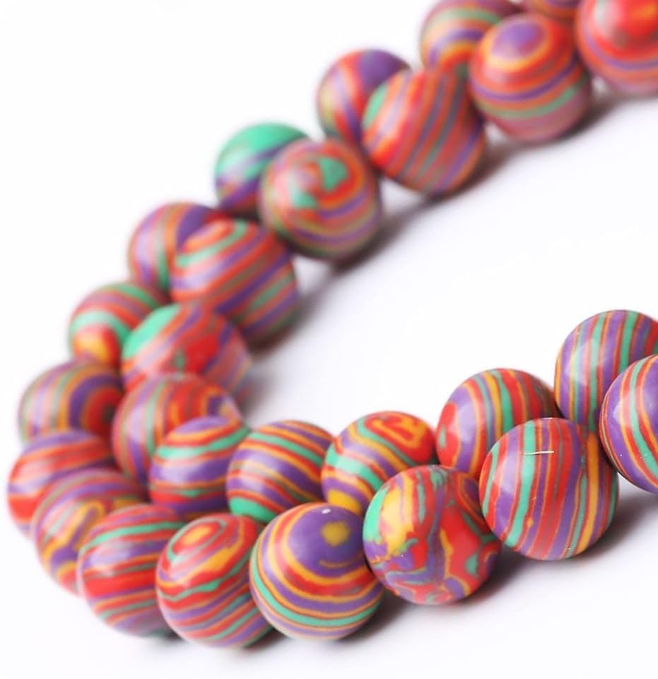 Painted Peacock Turquoise Stone Beads Gemstone Round Crystal Energy Jade Beads Stone Beads for