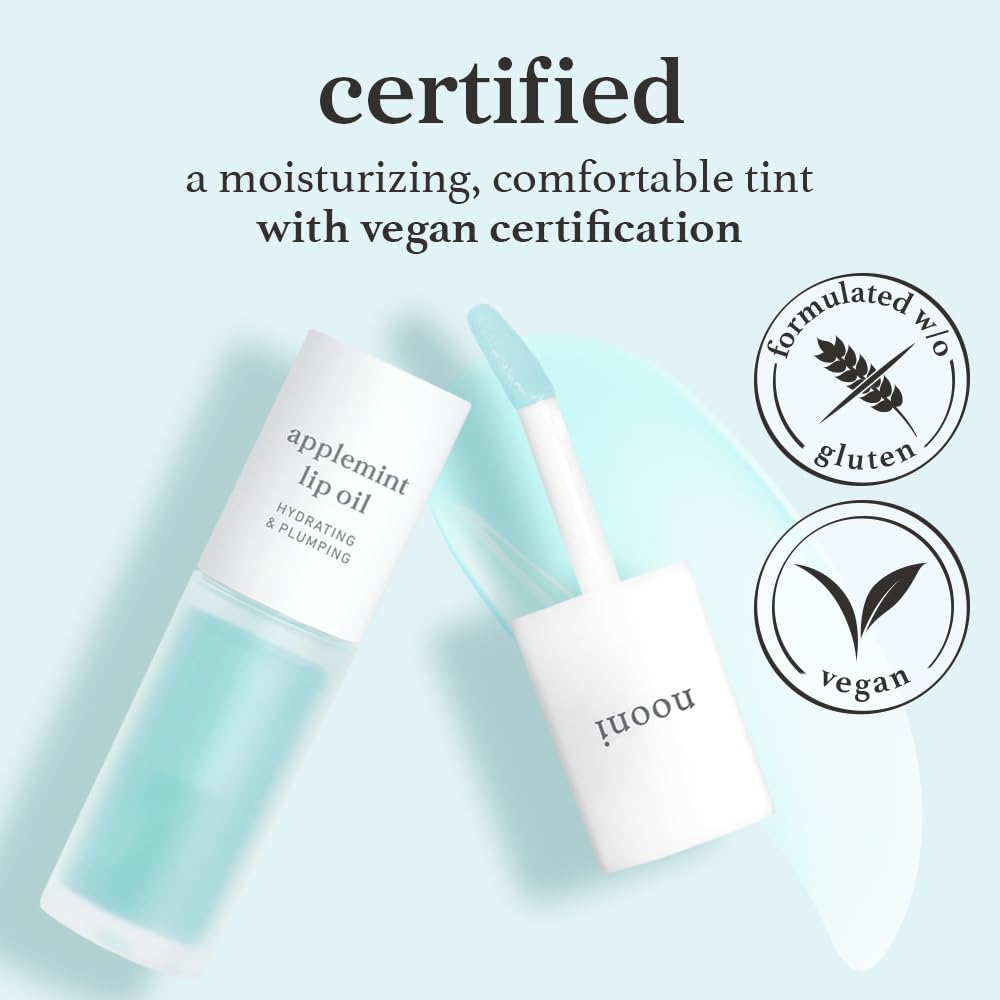 NOONI Korean Lip Oil - Applemint | Long-Lasting, Moisturizing, Plumping, Revitalizing for Dry Lips
