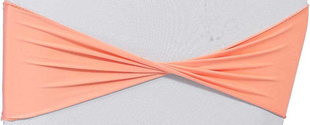 VDS Pack of 150 PCS | Peach | Spandex Chair Sashes Bows Without Buckle | Stretch Elastic Banquet