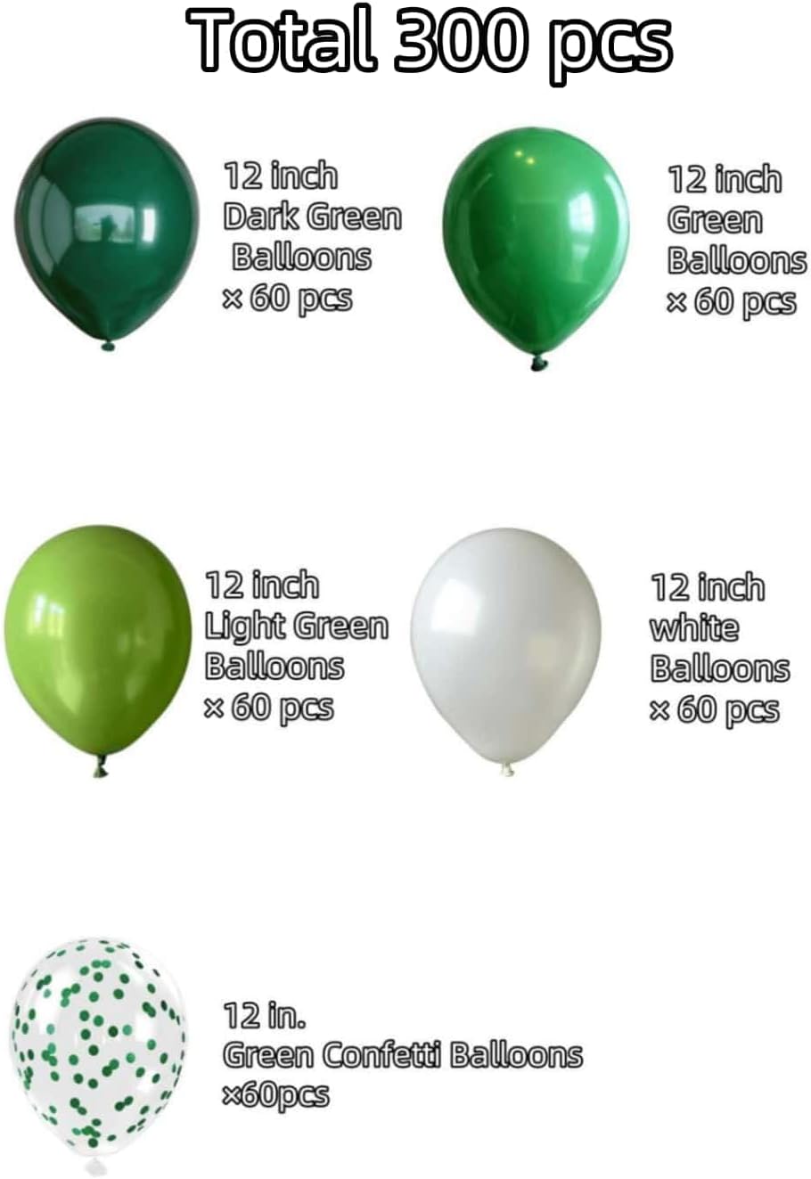 300 Pcs Green Balloons 12 Inch Different Shades of Green Party Balloon Set, of For Jungle Safari