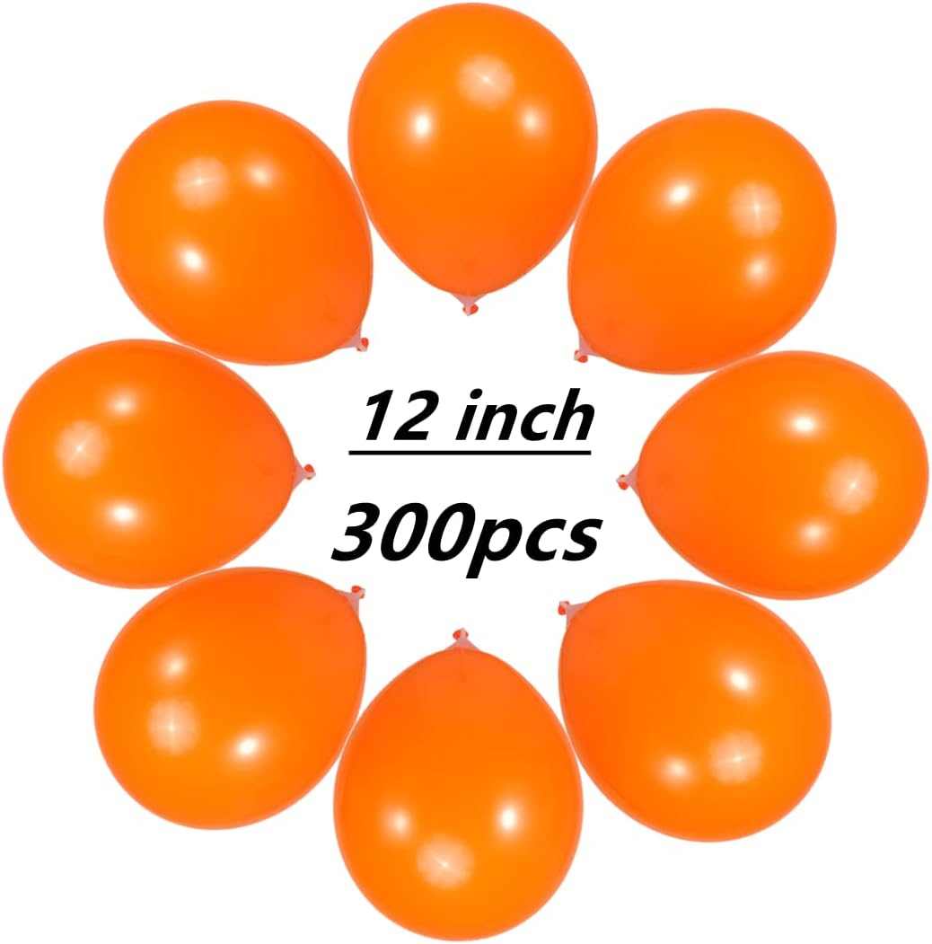 300 Pack Orange Balloons 12 inch Orange Latex Party Balloon Bulk for Various Party Events