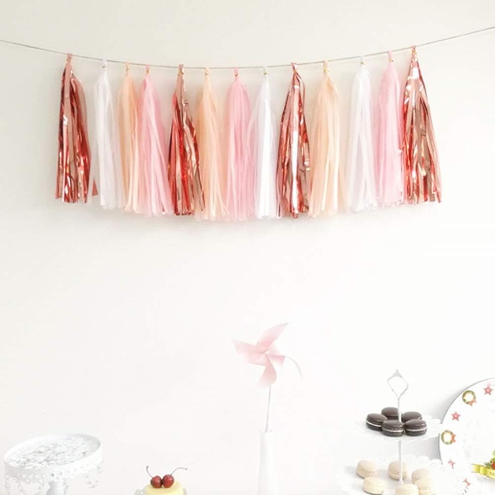 Aimto 20PCS Shiny Tassel Garland Tissue Paper Tassel Banner,Table Decor,Tassels Party Decor
