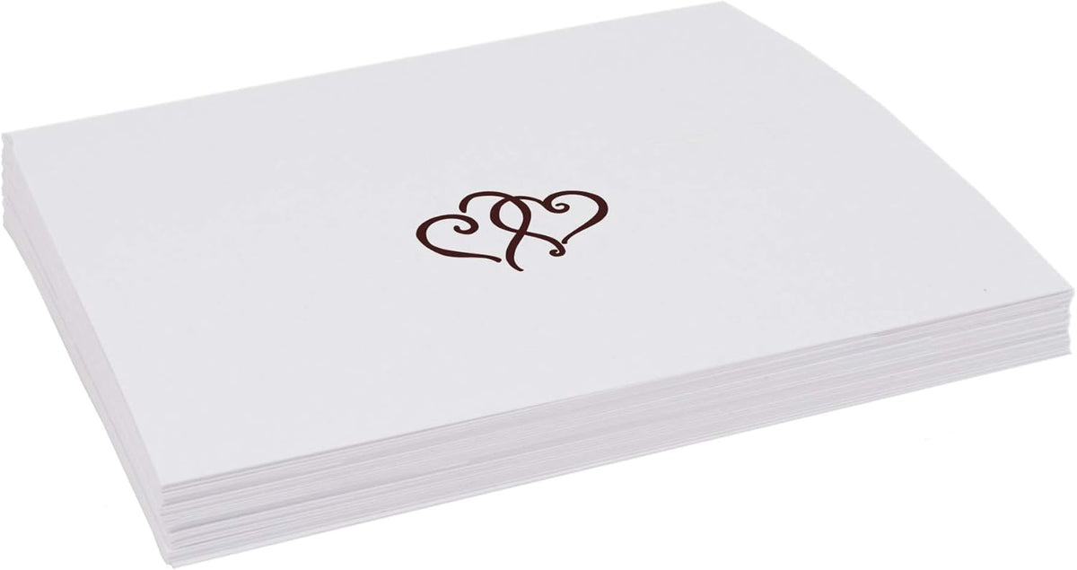 Linked Hearts Place Cards, Chocolate (Choose Color), Set of 25, Pre-cut and Scored - Wedding