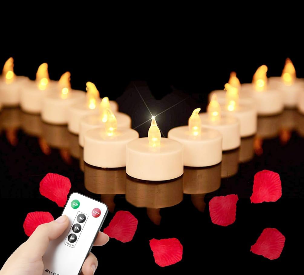 Tea Light Candles with Remote Control,Flickering Flameless LED Candle,Long Lasting