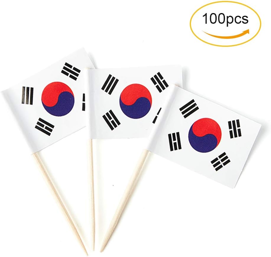 South Korea Flag Korean Flag, Small Mini South Korean Toothpick Flags for Food, Cupcakes