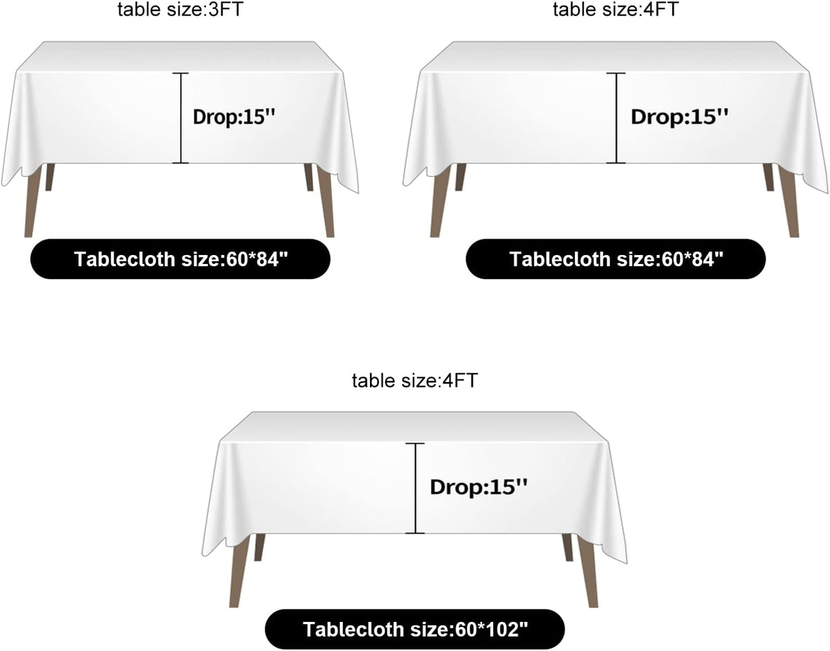 Ascoza 2pack 60x84 Inch Black Rectangular Tablecloth 4 Feet Table Cloth in Polyester Fabric for