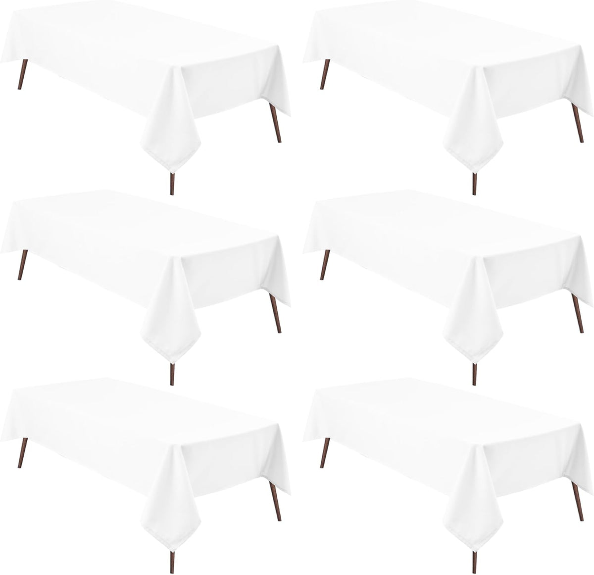 Hiasan 6 Pack White Tablecloth 54 x 80 Inch, Rectangle 4 Feet Table Cloth - Waterproof and Wrinklr