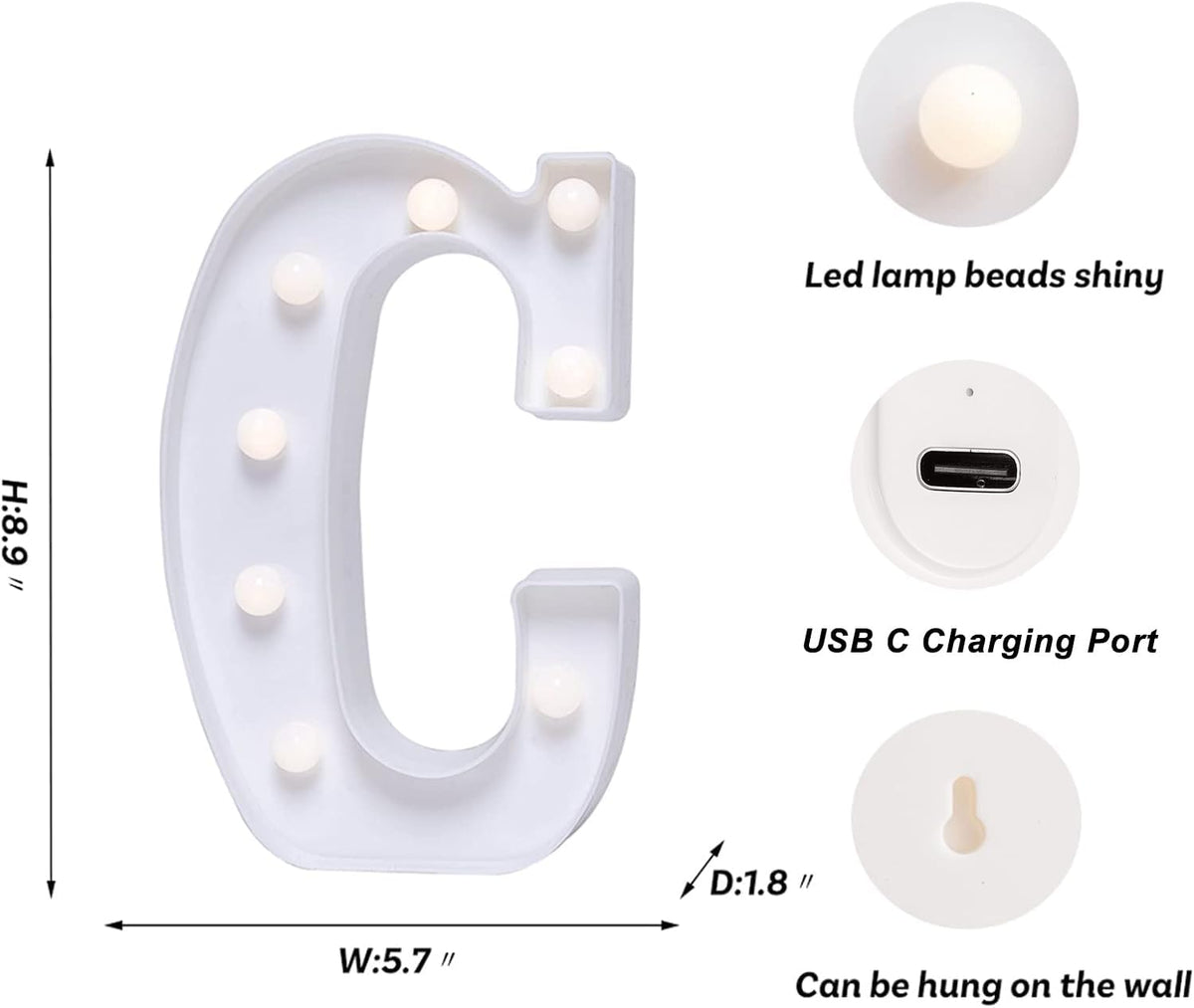 Foaky Rechargeable LED Letter Lights Sign Marquee Light Up Letters Sign for Night Light