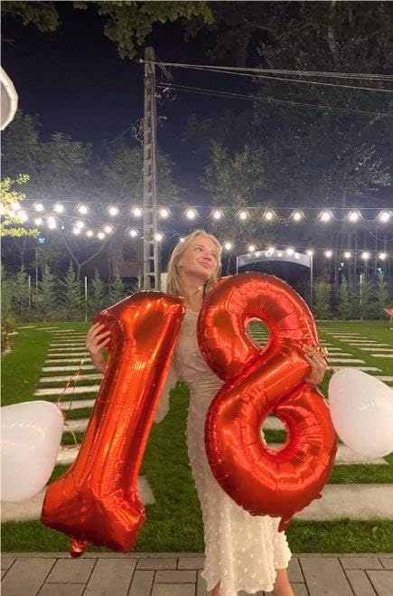 Number Balloon Red 1 Balloon 40 Inch, Red One 1st Number Balloon for First Birthday, 1 10 11 12 15