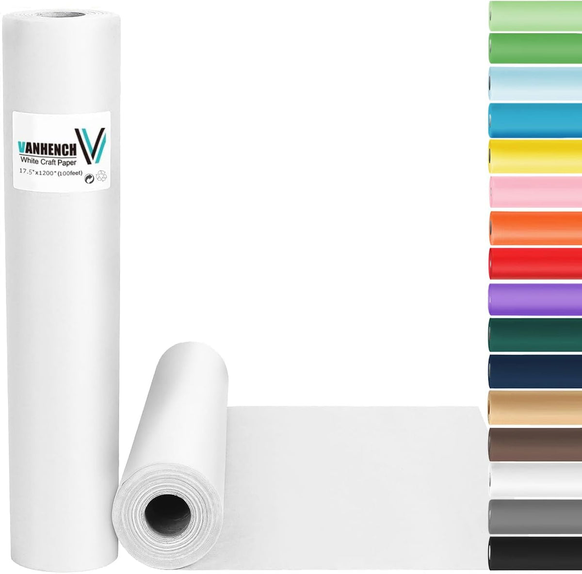Vanhench White Wrapping Paper 17.5"x1200"(100'), White Easel Painting Drawing Paper Roll Kids Art