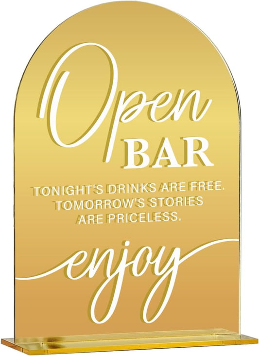 Acrylic Wedding Sign, Bridal Shower Decorations, Open Bar Sign for Ceremony, Modern Font Table