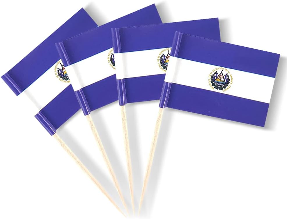 El Salvador Flag Salvadoran Flag, Small Mini Salvadoran Toothpick Flags for Food, Cupcakes